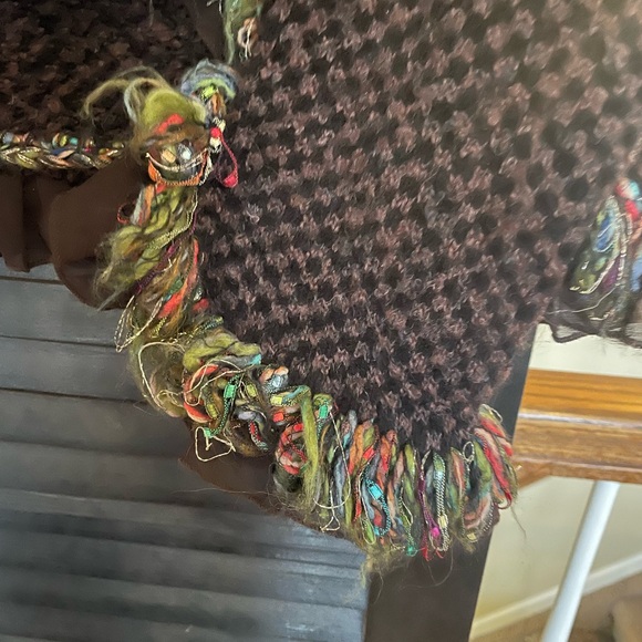 CURIO size medium brown and black sweater cardigan - Picture 6 of 7